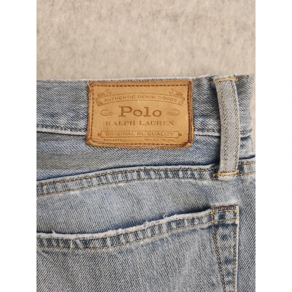 Polo Ralph Lauren Jeans Mens 36x34‎ Light Wash Sullivan Slim Distressed Raw Vtg